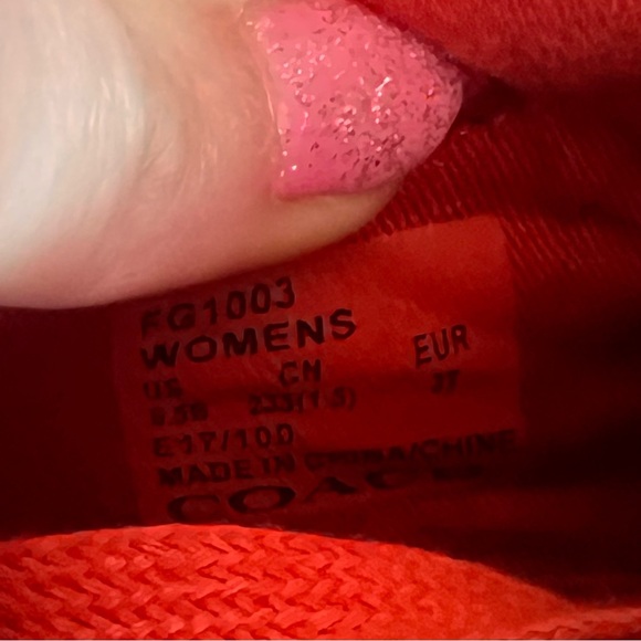 Coach: x Keith Haring Lace Up Yellow, Orange, Pink, Black White People Sneakers - Picture 15 of 16